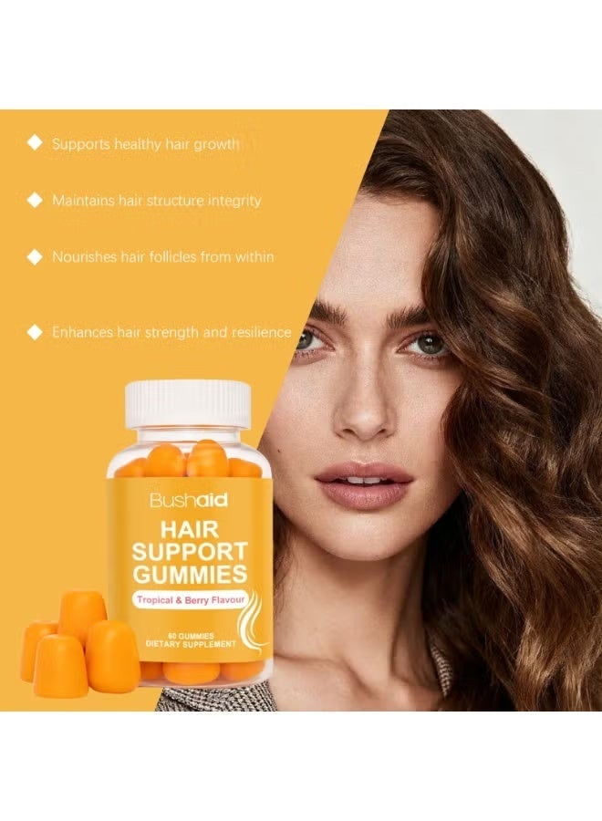 بوشيد Bushaid Hair Gummies (60 Gummies) - علكة ذات نكهة الكولاجين مصممة خصيصا للنساء. يمنع تساقط الشعر، ويعزز نمو الشعر، ويغذي الشعر. - Image 4